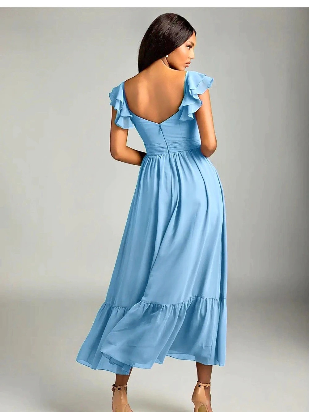 Azazie Anaya Dress in Steel Blue - Size A18 - Picture 2 of 5
